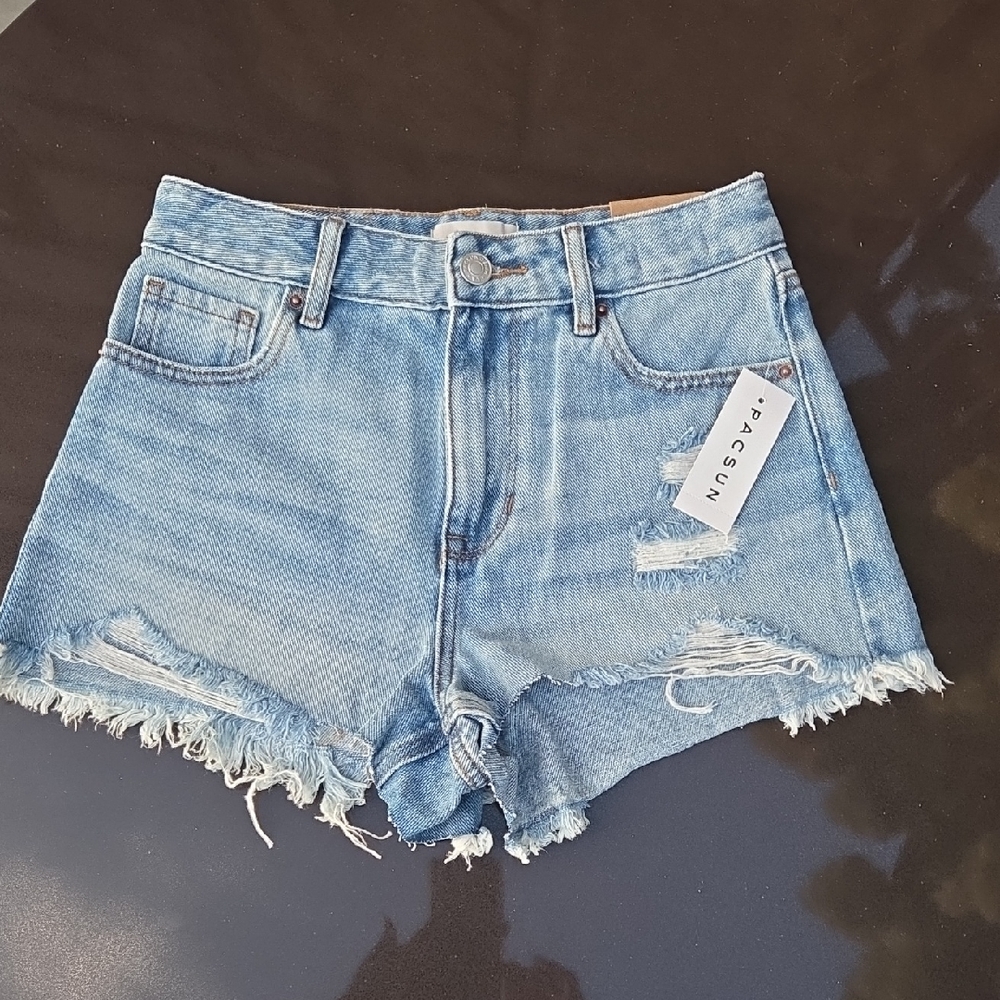 PacSun Light Blue Frayed Jean Shorts
